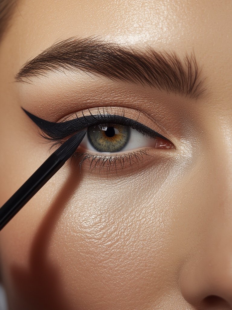 liquid eyeliner in action